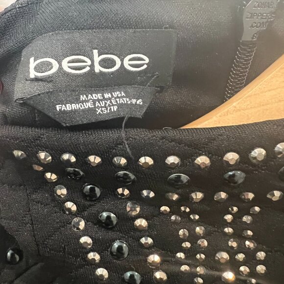 Bebe Black Studded Embellished Bodycon Mini Dress Size XS Club Going Out - Picture 9 of 9